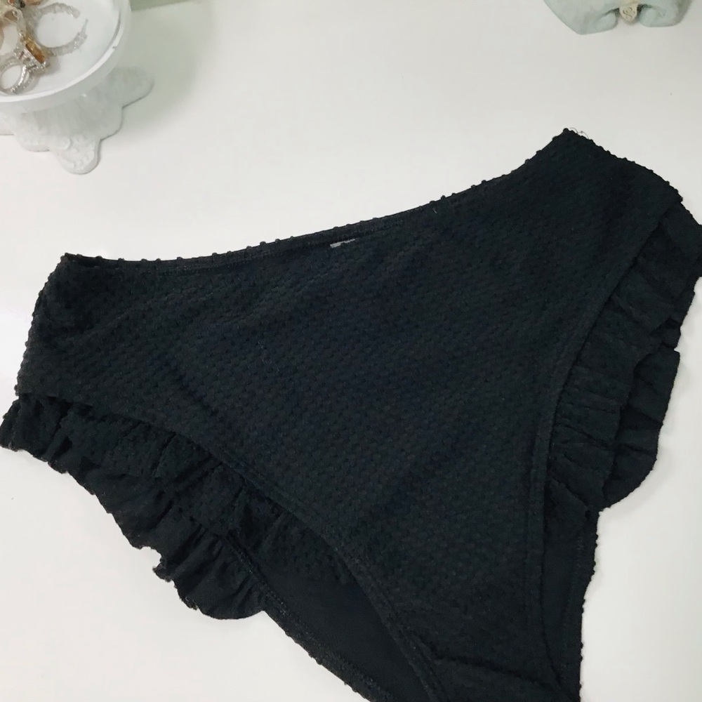 Shein Black Ruffle High Waist Bikini Bottoms Sz L NWT!